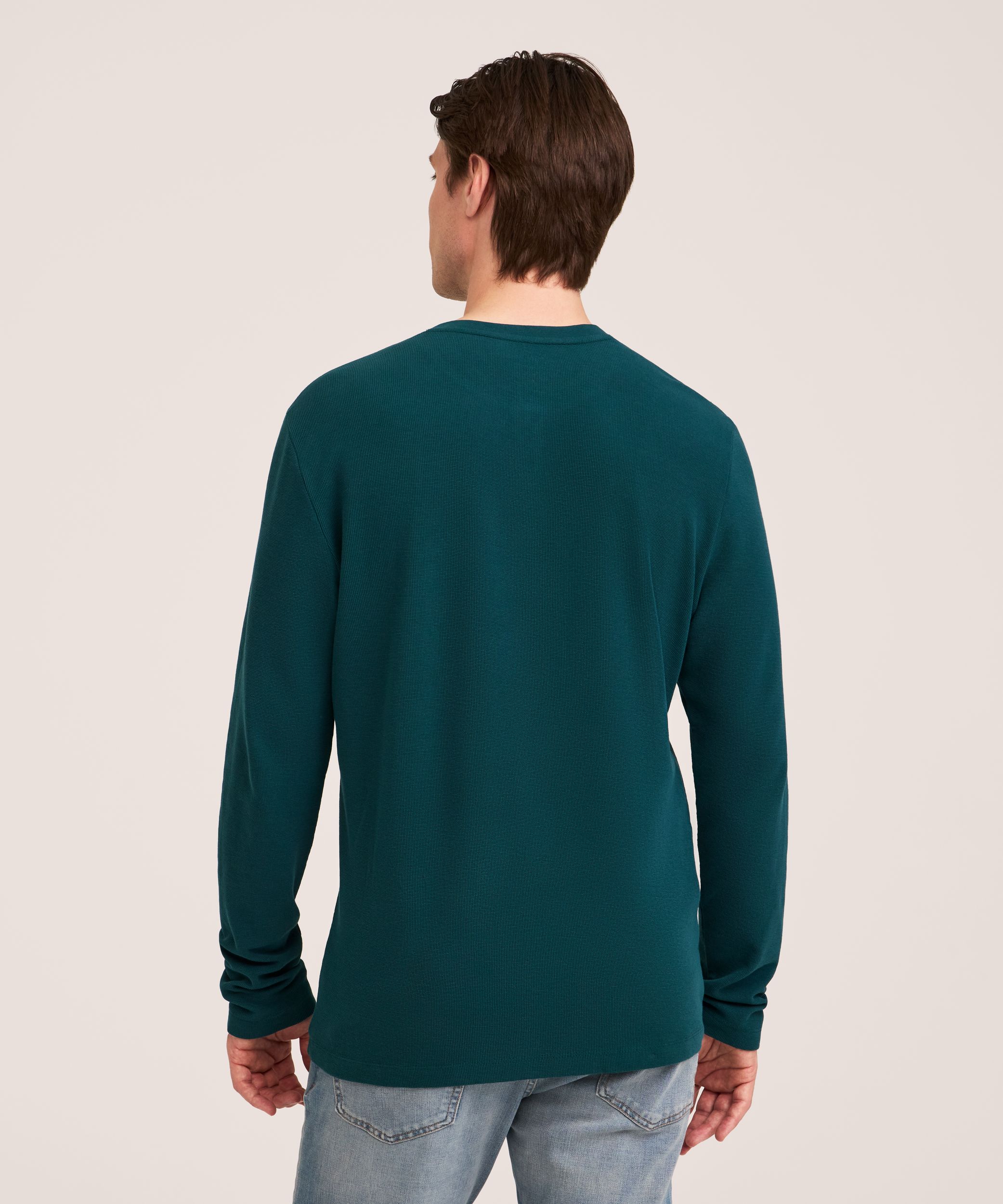 Denver Hayes Men's Micro Waffle Long Sleeve Henley Shirt
