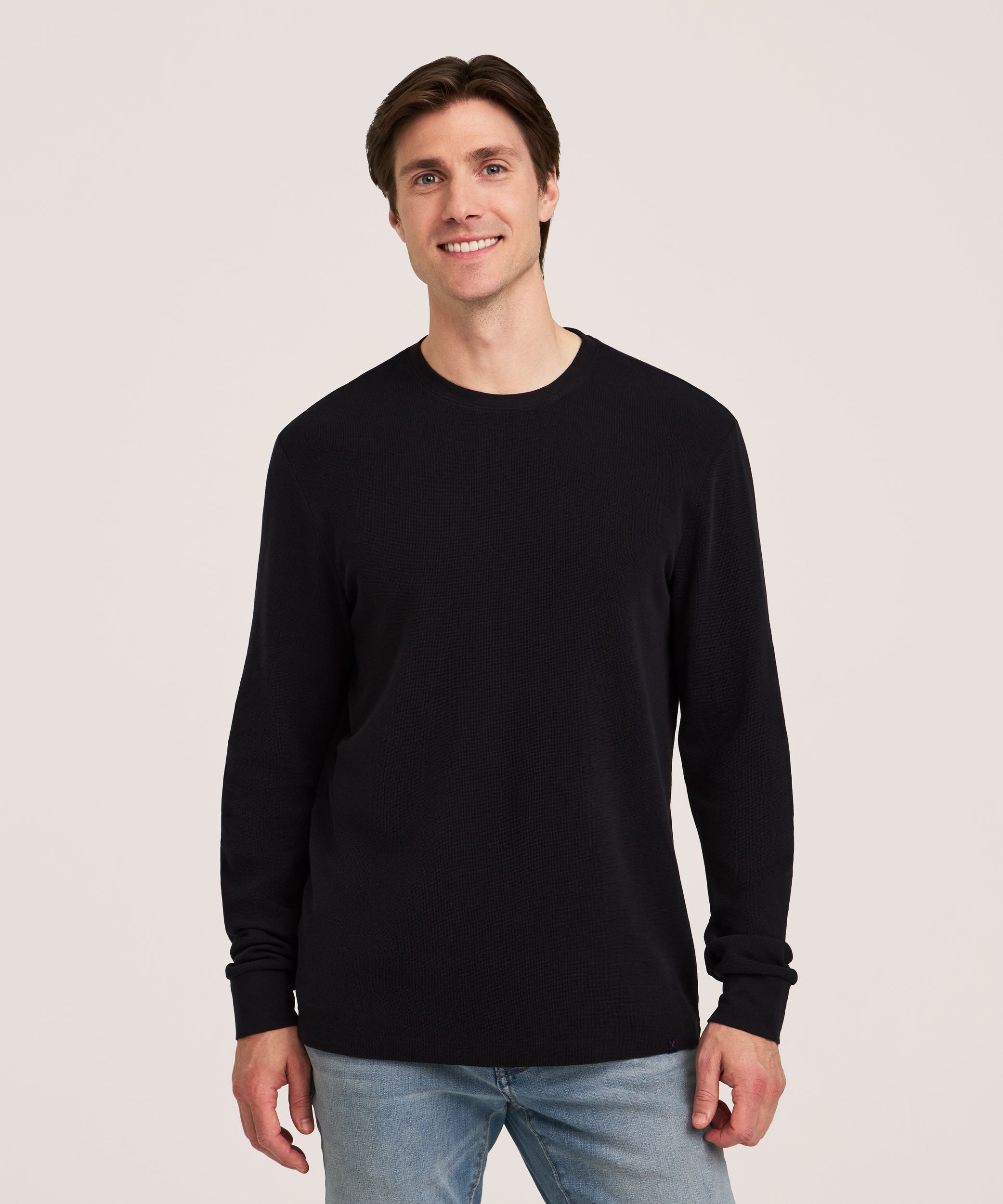 Denver Hayes Men's Micro Waffle Long Sleeve Crewneck Shirt