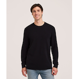 Denver Hayes Men's Micro Waffle Long Sleeve Crewneck Shirt Front_Flat