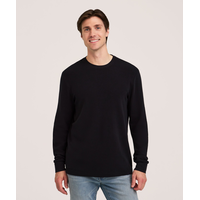 Denver Hayes Men's Micro Waffle Long Sleeve Crewneck Shirt Front_Flat