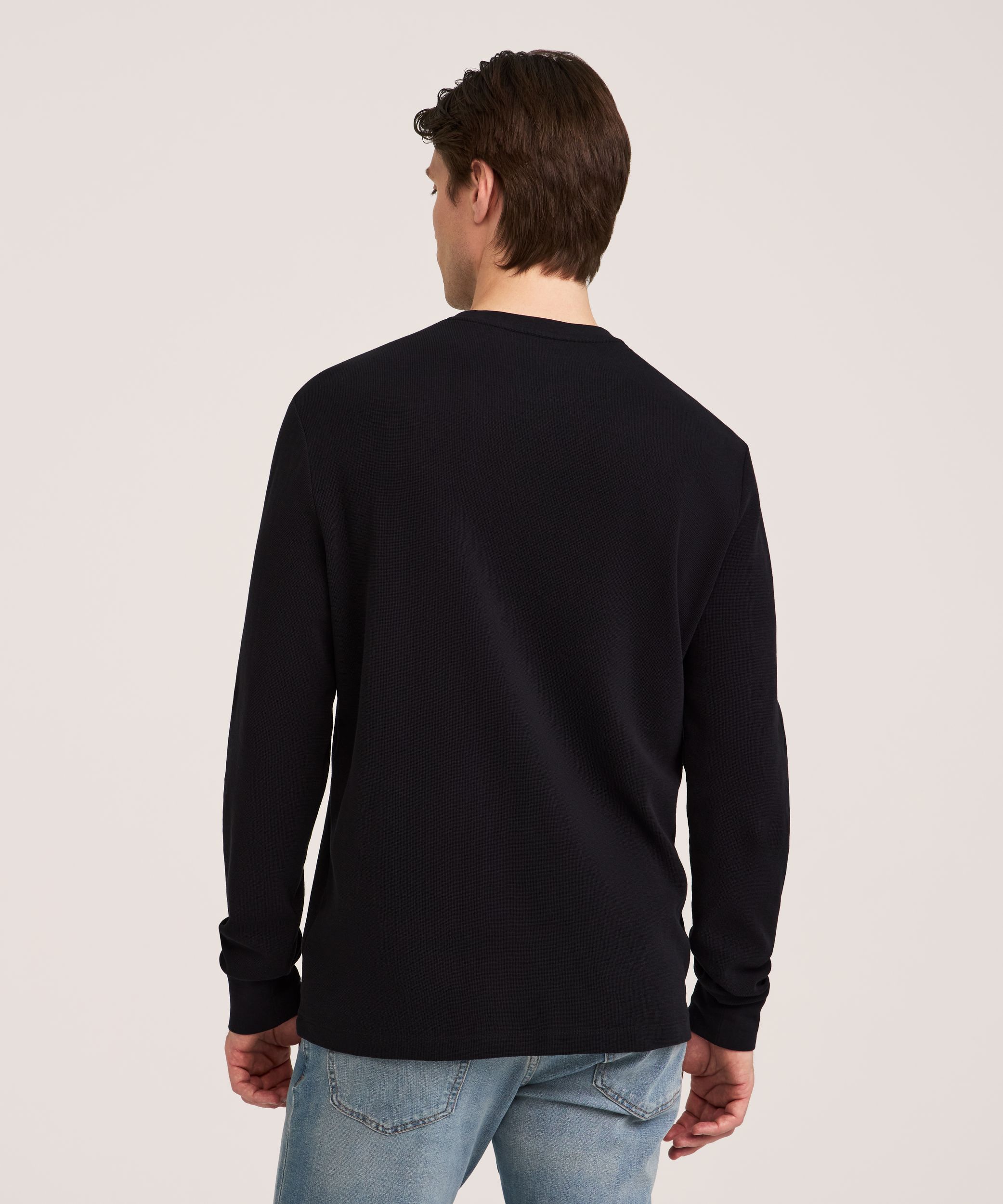 Denver Hayes Men's Micro Waffle Long Sleeve Crewneck Shirt