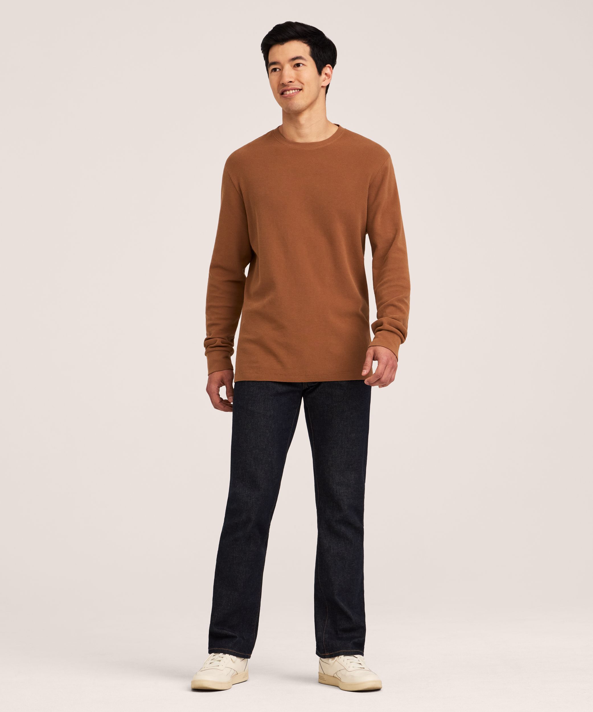 Denver Hayes Men's Micro Waffle Long Sleeve Crewneck Shirt