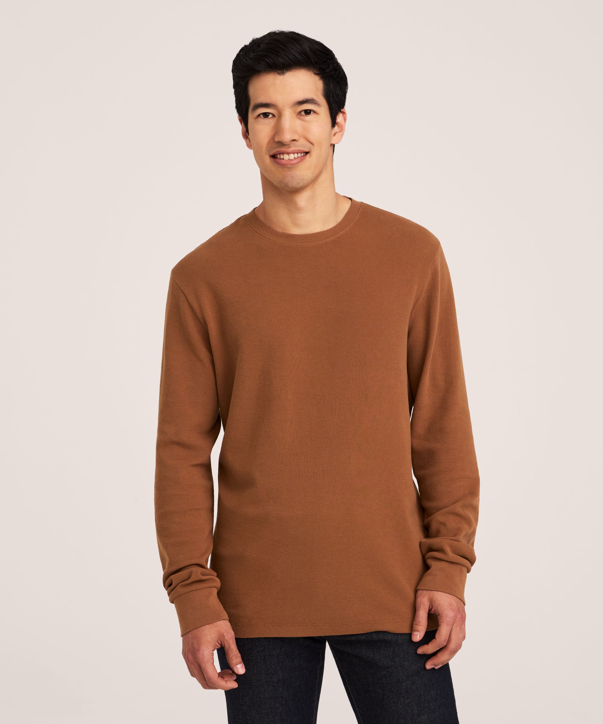 Denver Hayes Men's Micro Waffle Long Sleeve Crewneck Shirt