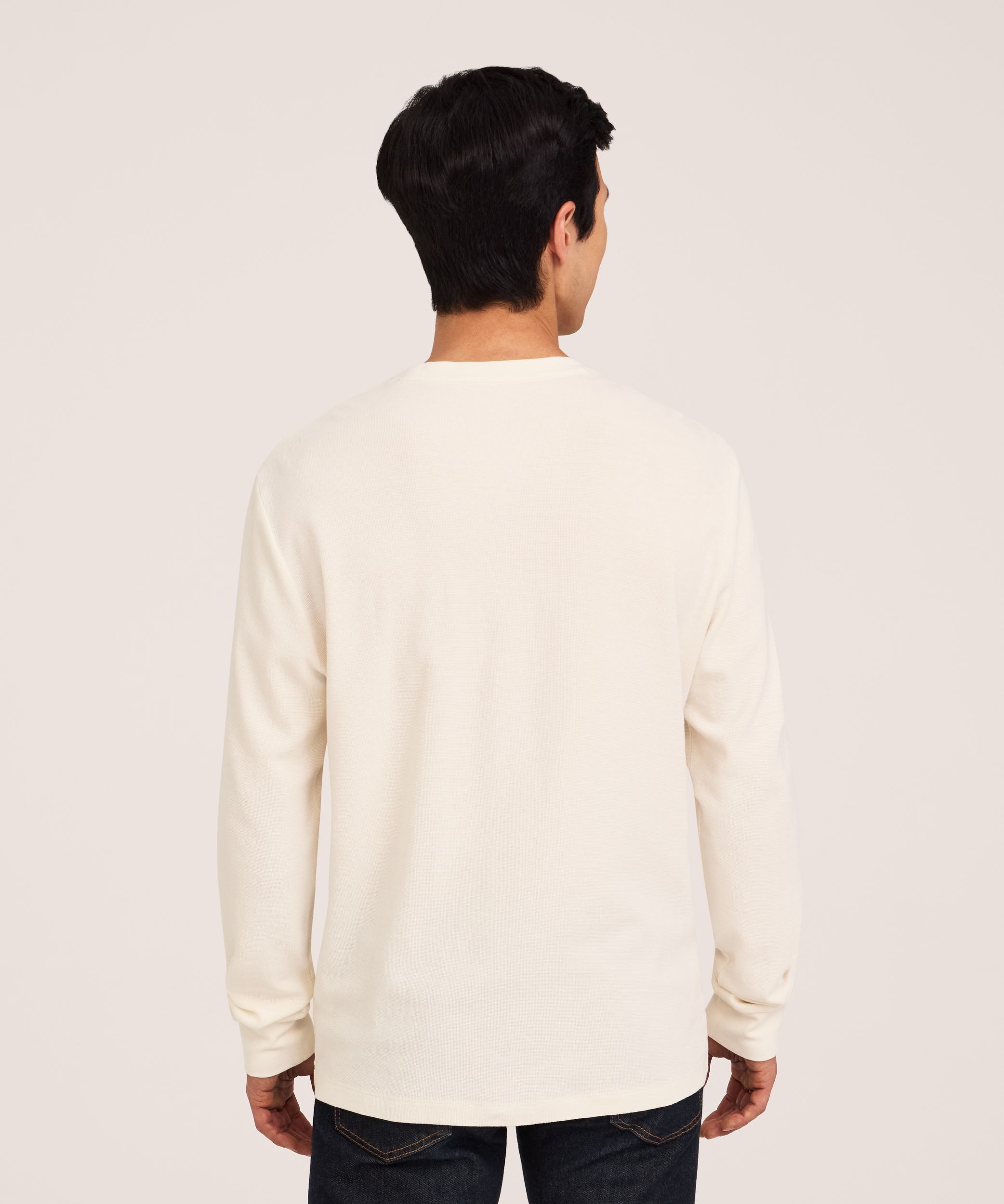Chemise à col ras du cou et à manches longues en tricot à petit point de brioche pour hommes, Denver Hayes
