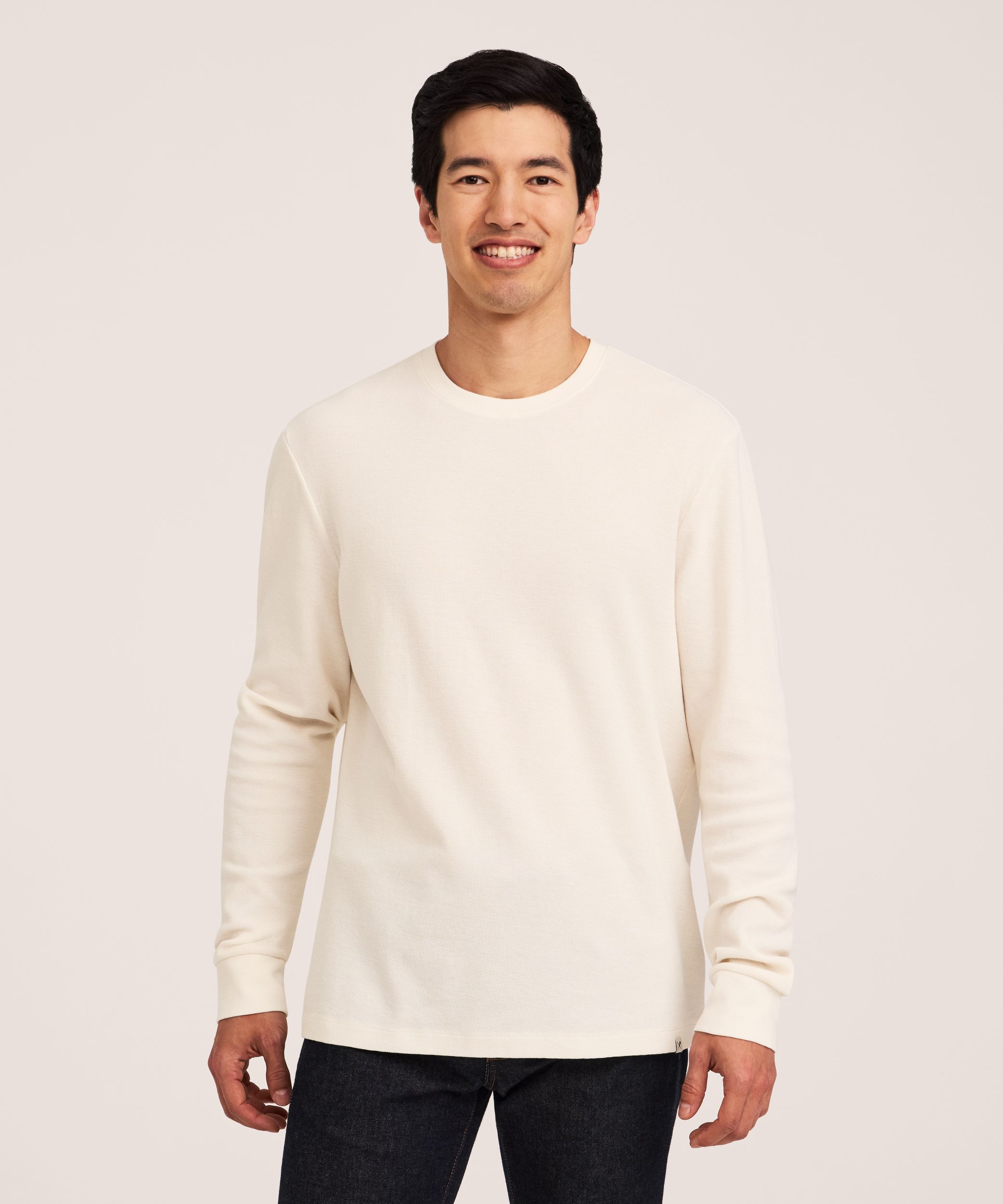Chemise à col ras du cou et à manches longues en tricot à petit point de brioche pour hommes, Denver Hayes