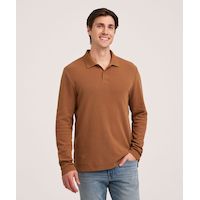 Denver Hayes Men's Long Sleeve Micro Waffle Polo Shirt Front_Flat