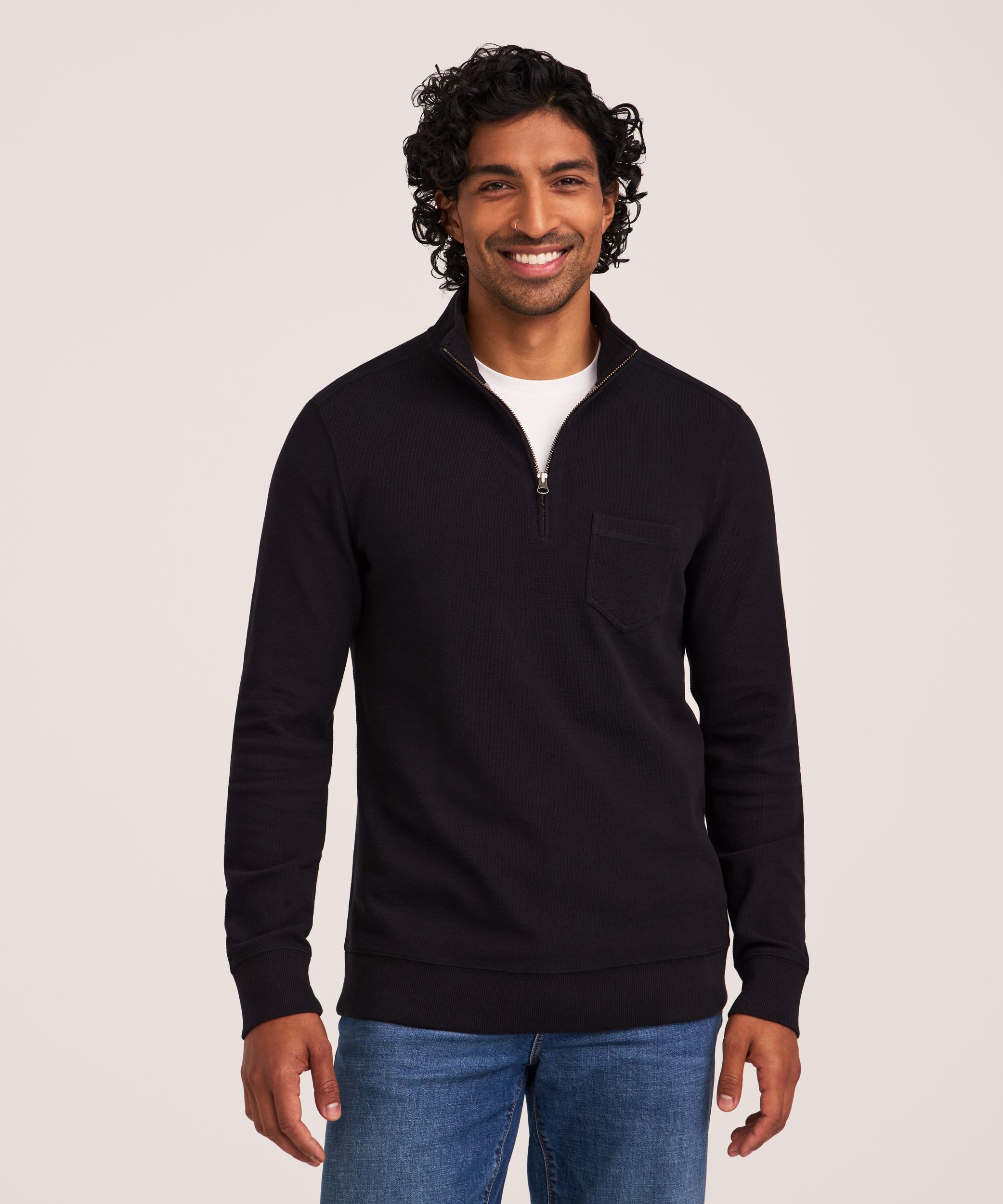 Denver Hayes Men's French Rib Quarter Zip Mock Neck Shirt | Mark's