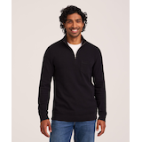 Chemise en tricot côtelé à col cheminée et glissière 1/4 pour hommes, Denver Hayes Front_Flat