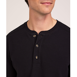 Denver Hayes Men's French Rib Henley Shirt CloseUp