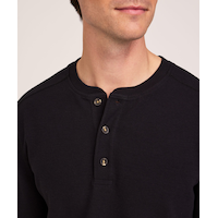 Denver Hayes Men's French Rib Henley Shirt CloseUp
