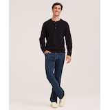 Denver Hayes Men's French Rib Henley Shirt Front_Flat