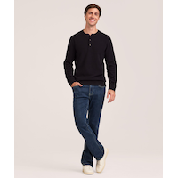 Denver Hayes Men's French Rib Henley Shirt Front_Flat