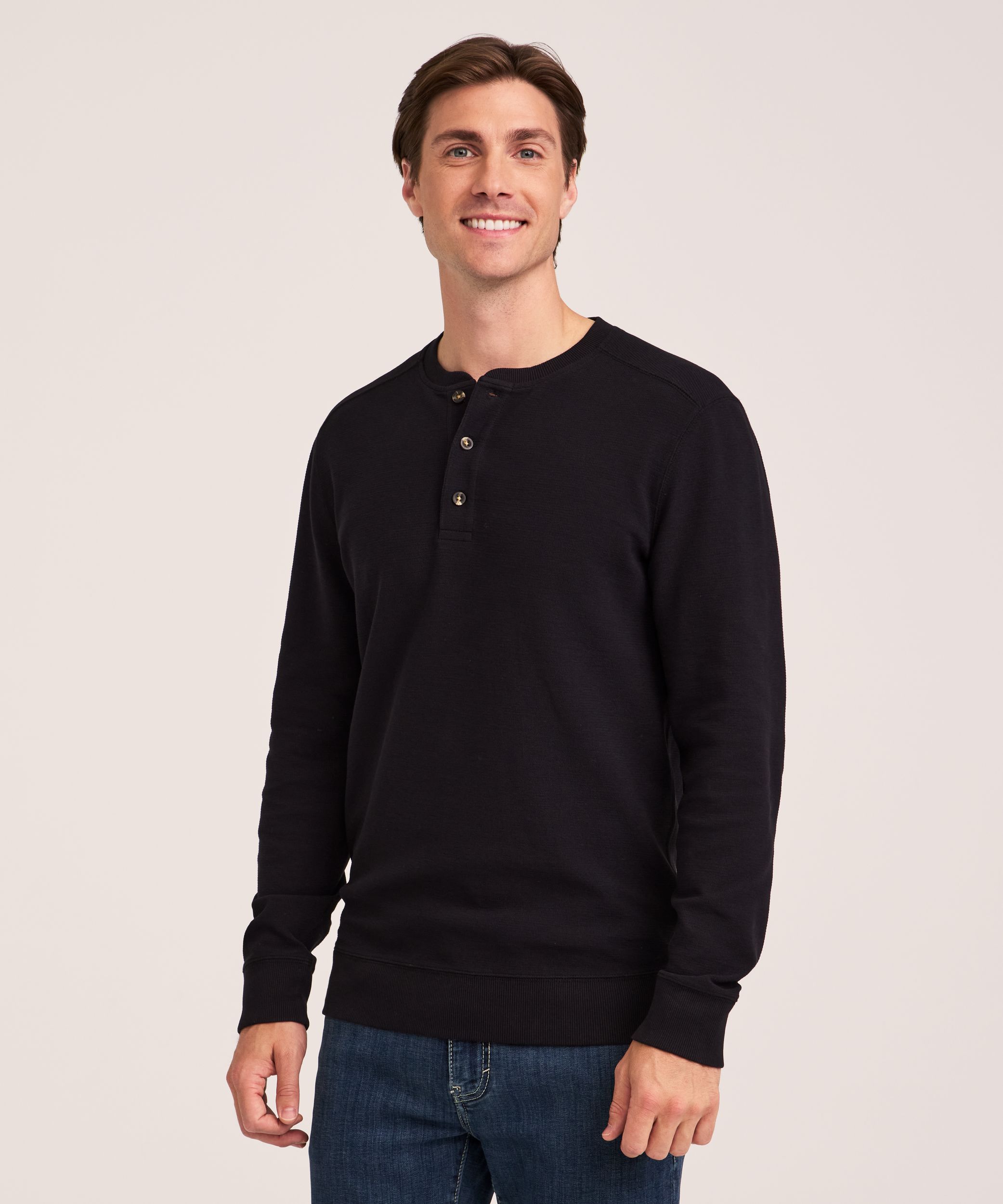 Chemise Henley en tissu côtelé pour hommes, Denver Hayes