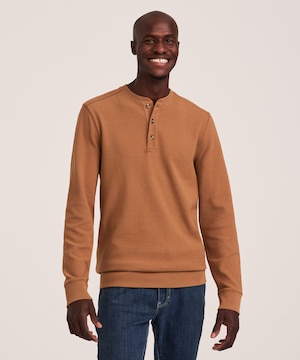 Chemise Henley en tissu côtelé pour hommes, Denver Hayes