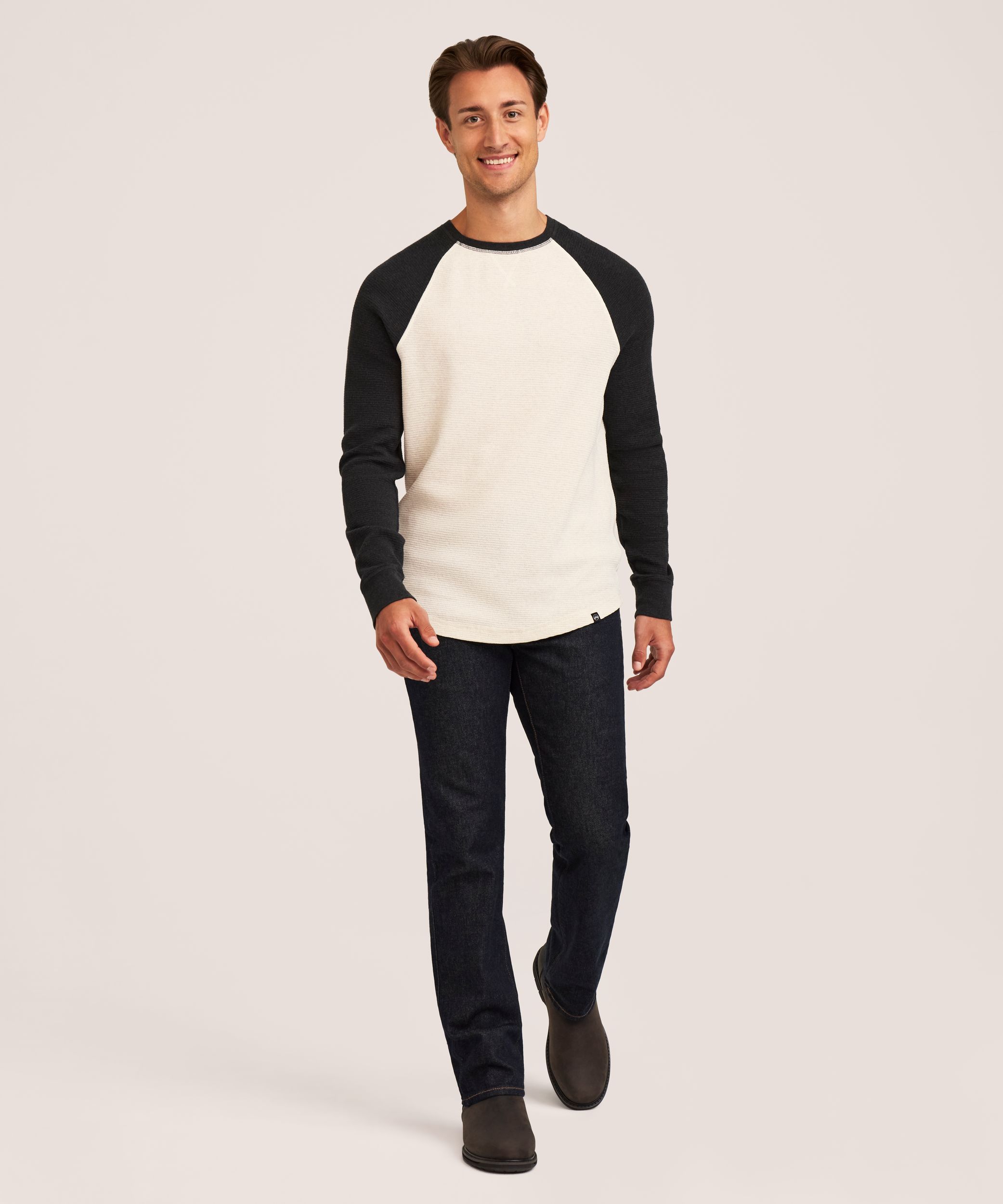 WindRiver Men's Waffle Raglan Long Sleeve Crewneck Shirt