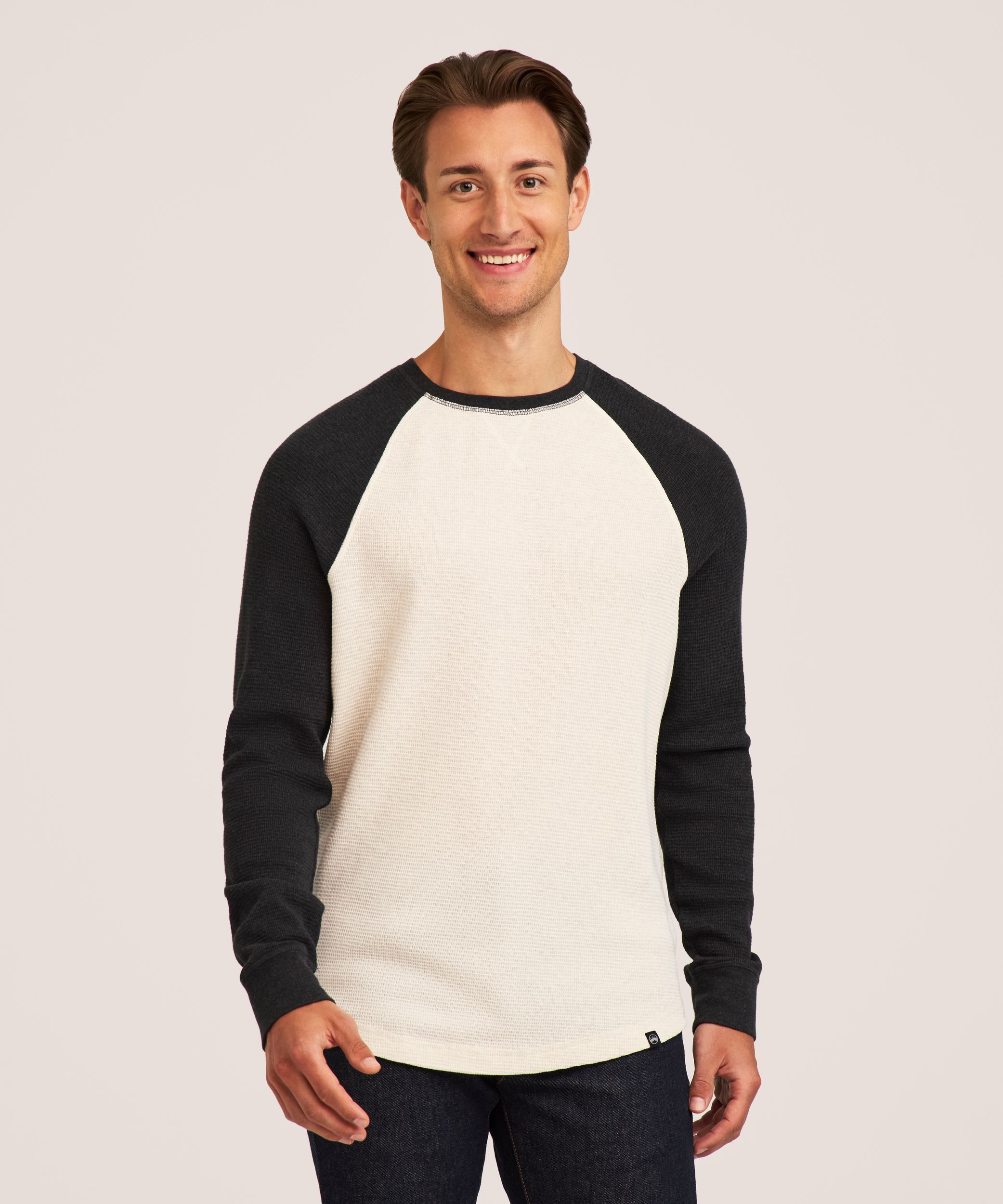 WindRiver Men's Waffle Raglan Long Sleeve Crewneck Shirt