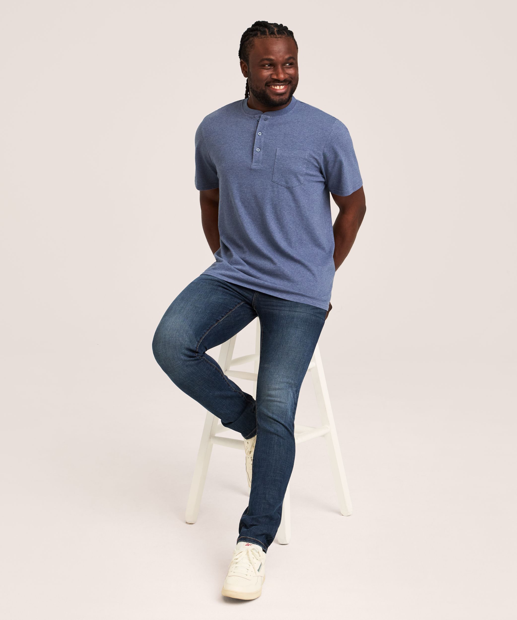 Denver Hayes Men's 50 Wash Short Sleeve Classic Fit Henley Shirt