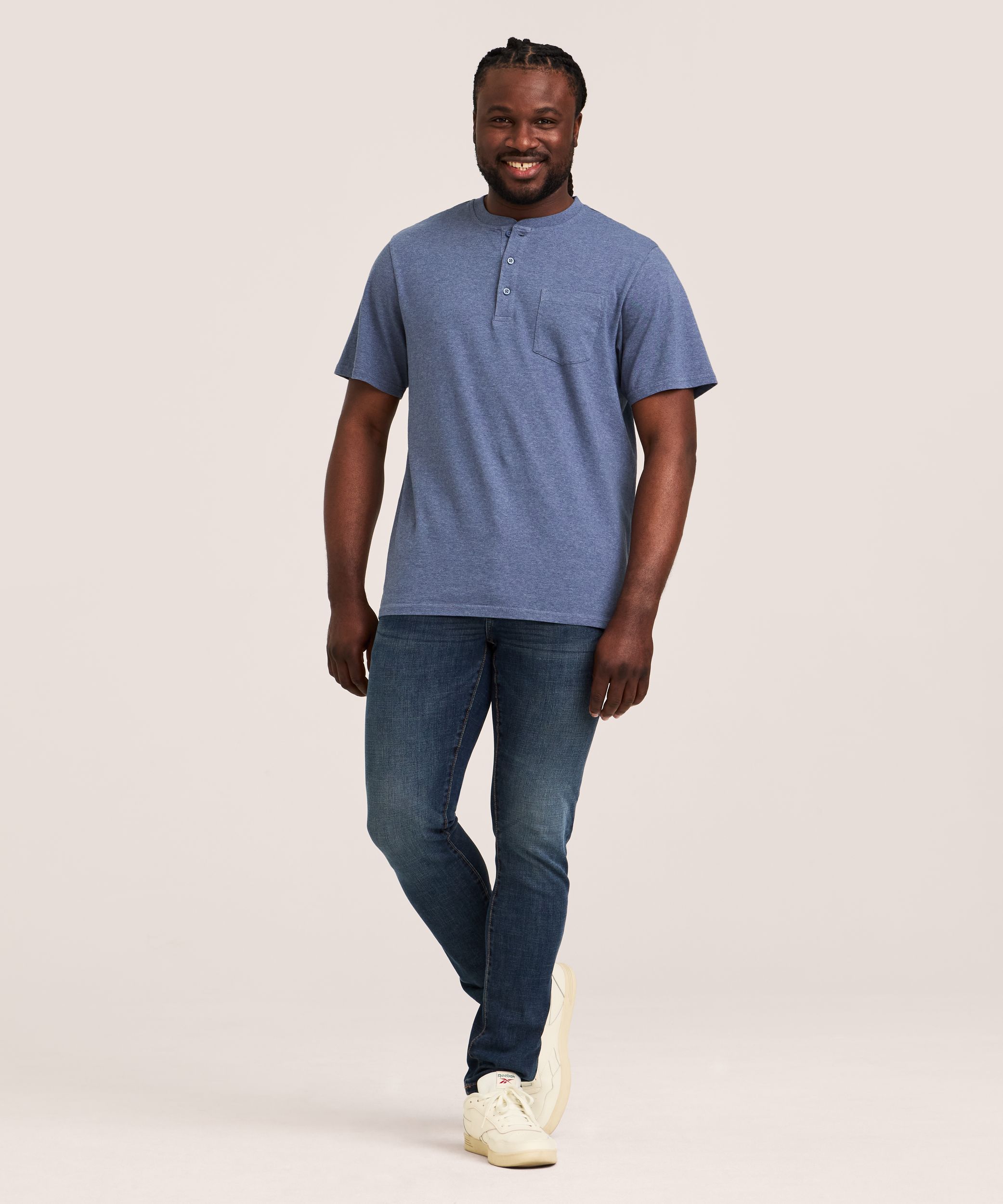 Denver Hayes Men's 50 Wash Short Sleeve Classic Fit Henley Shirt