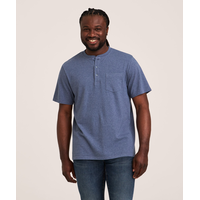 Denver Hayes Men's 50 Wash Short Sleeve Classic Fit Henley Shirt