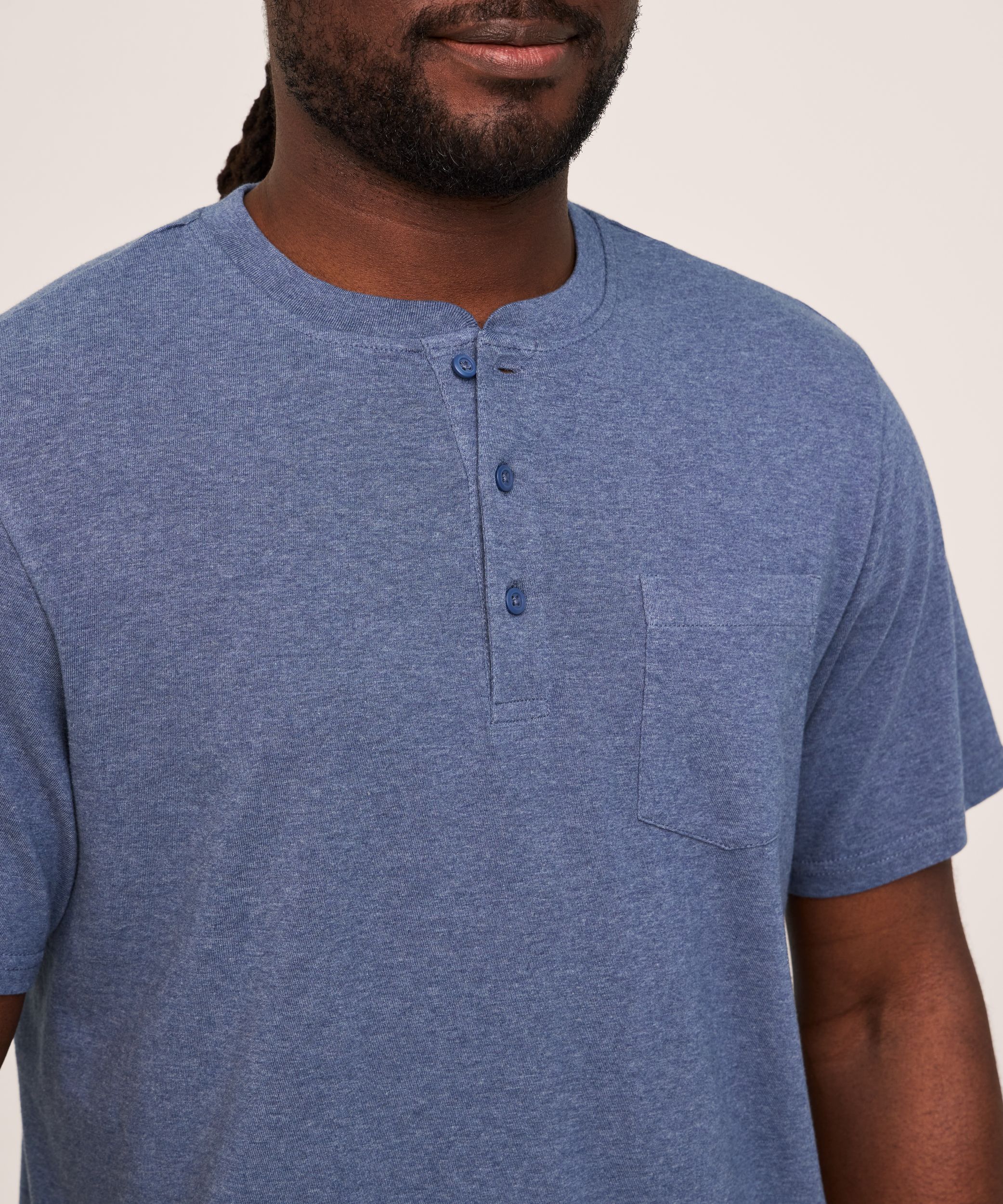 Denver Hayes Men's 50 Wash Short Sleeve Classic Fit Henley Shirt
