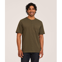 Denver Hayes Men's 50 Wash Short Sleeve Classic Fit Henley Shirt