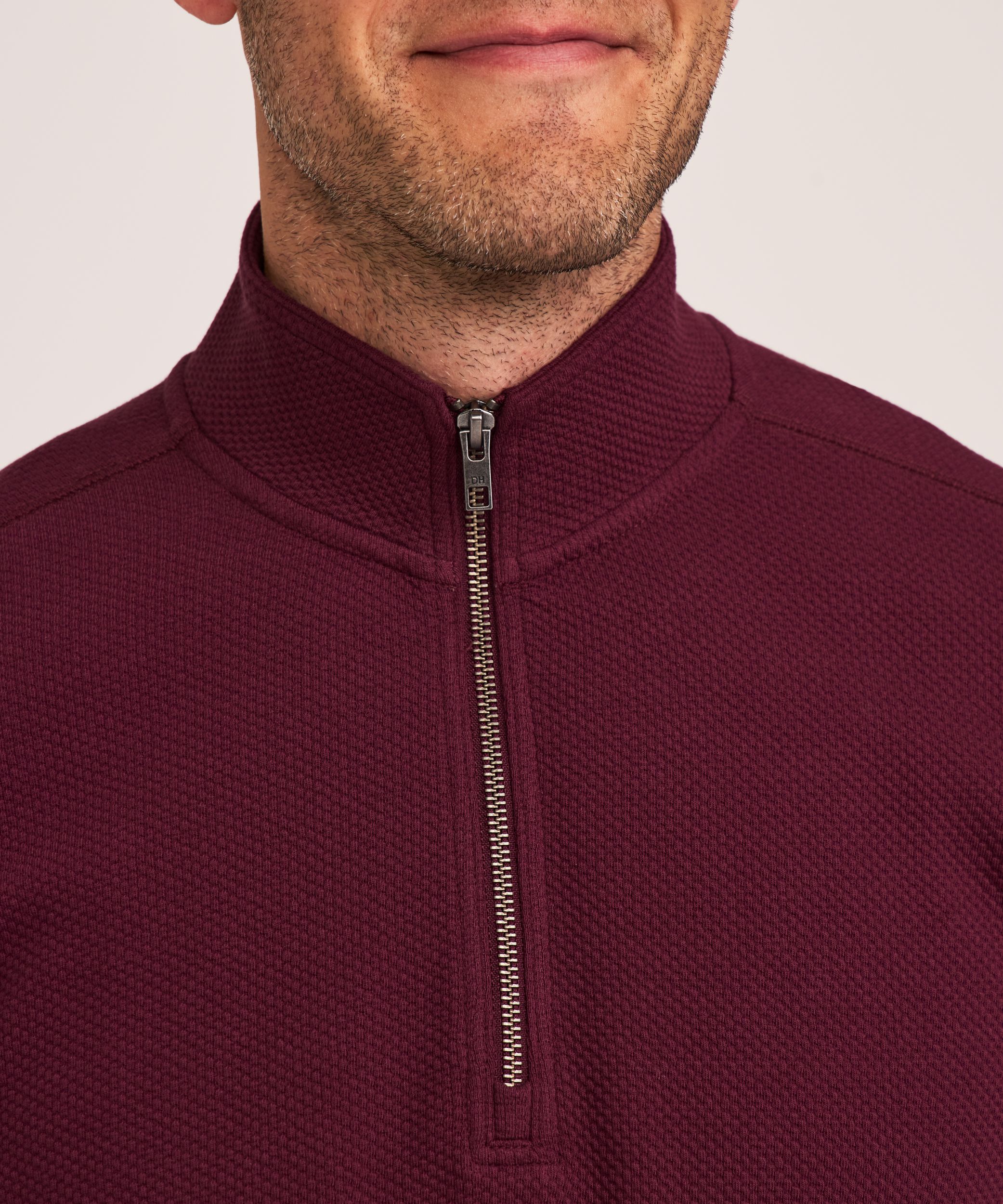 Chandail texturé avec col cheminée et glissière 1/4 pour hommes, Denver Hayes