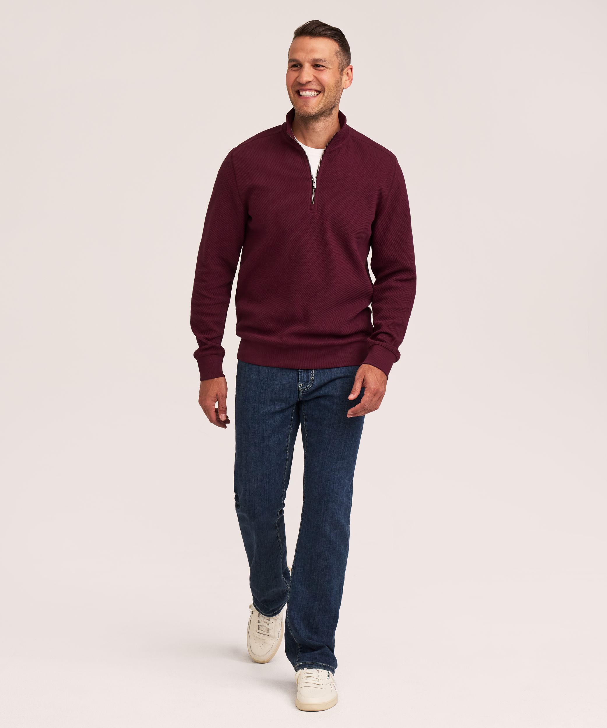 Chandail texturé avec col cheminée et glissière 1/4 pour hommes, Denver Hayes