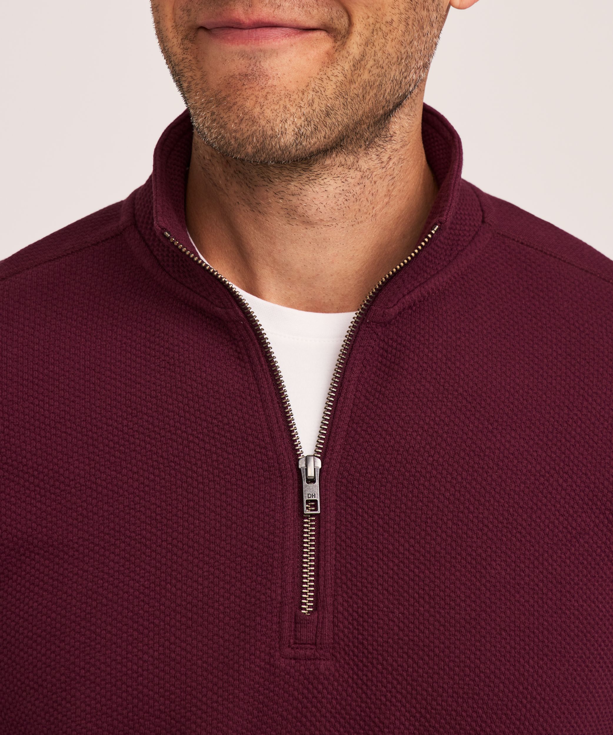 Chandail texturé avec col cheminée et glissière 1/4 pour hommes, Denver Hayes