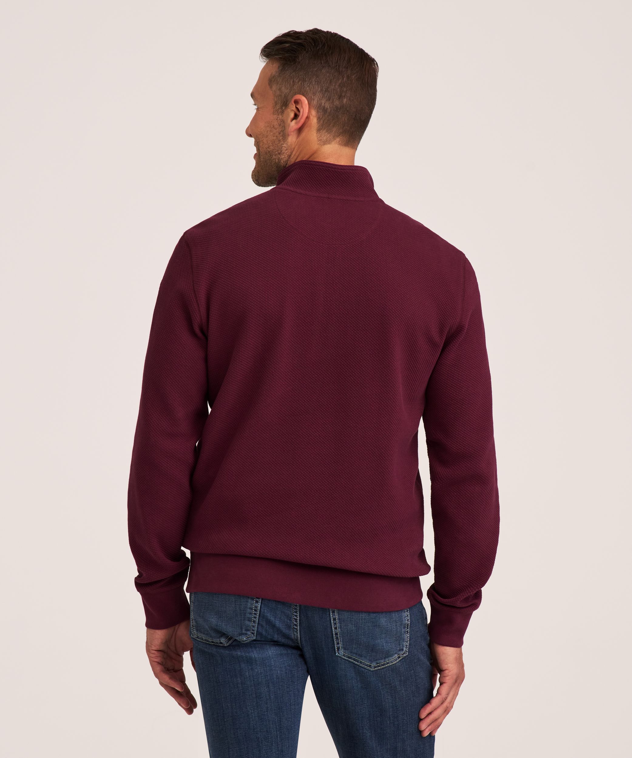 Chandail texturé avec col cheminée et glissière 1/4 pour hommes, Denver Hayes