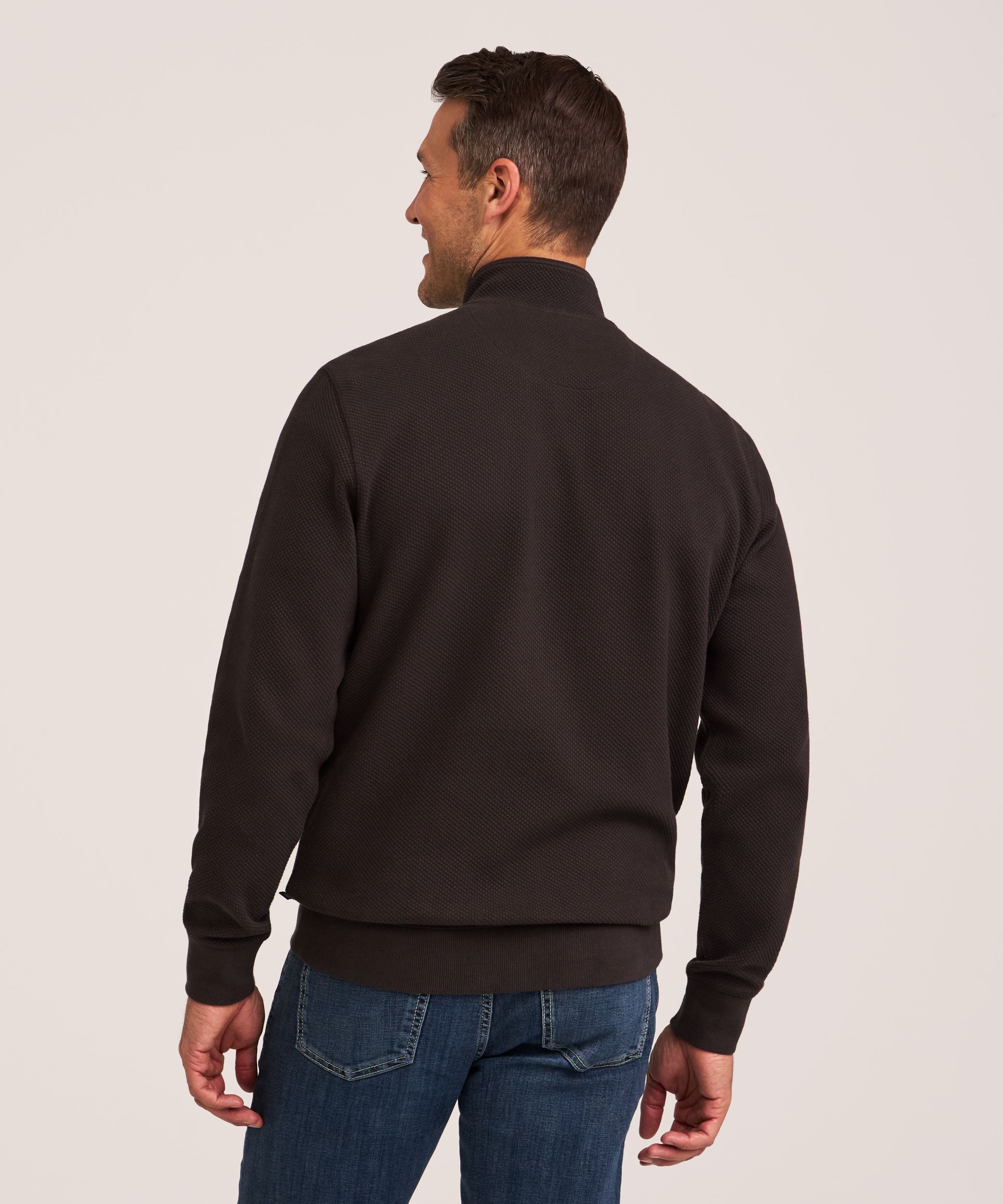 Denver Hayes Men's Textured Quarter Zip Mock Neck Shirt