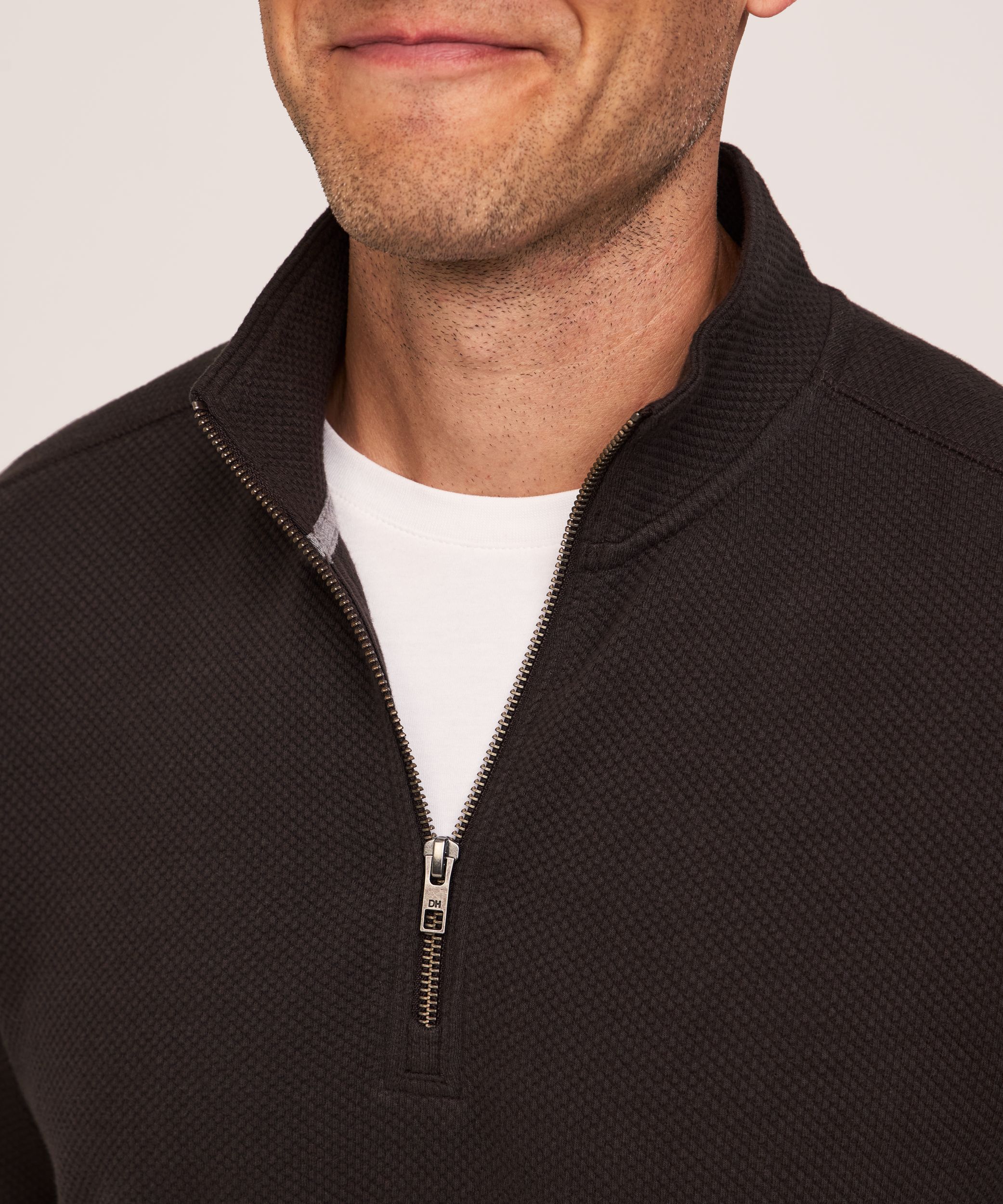 Denver Hayes Men's Textured Quarter Zip Mock Neck Shirt