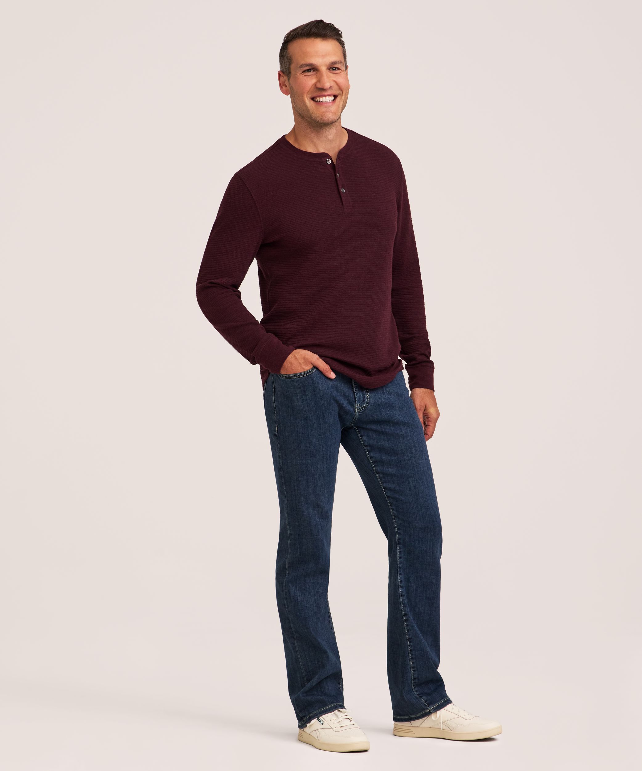 Chemise Henley ottoman pour hommes, Denver Hayes