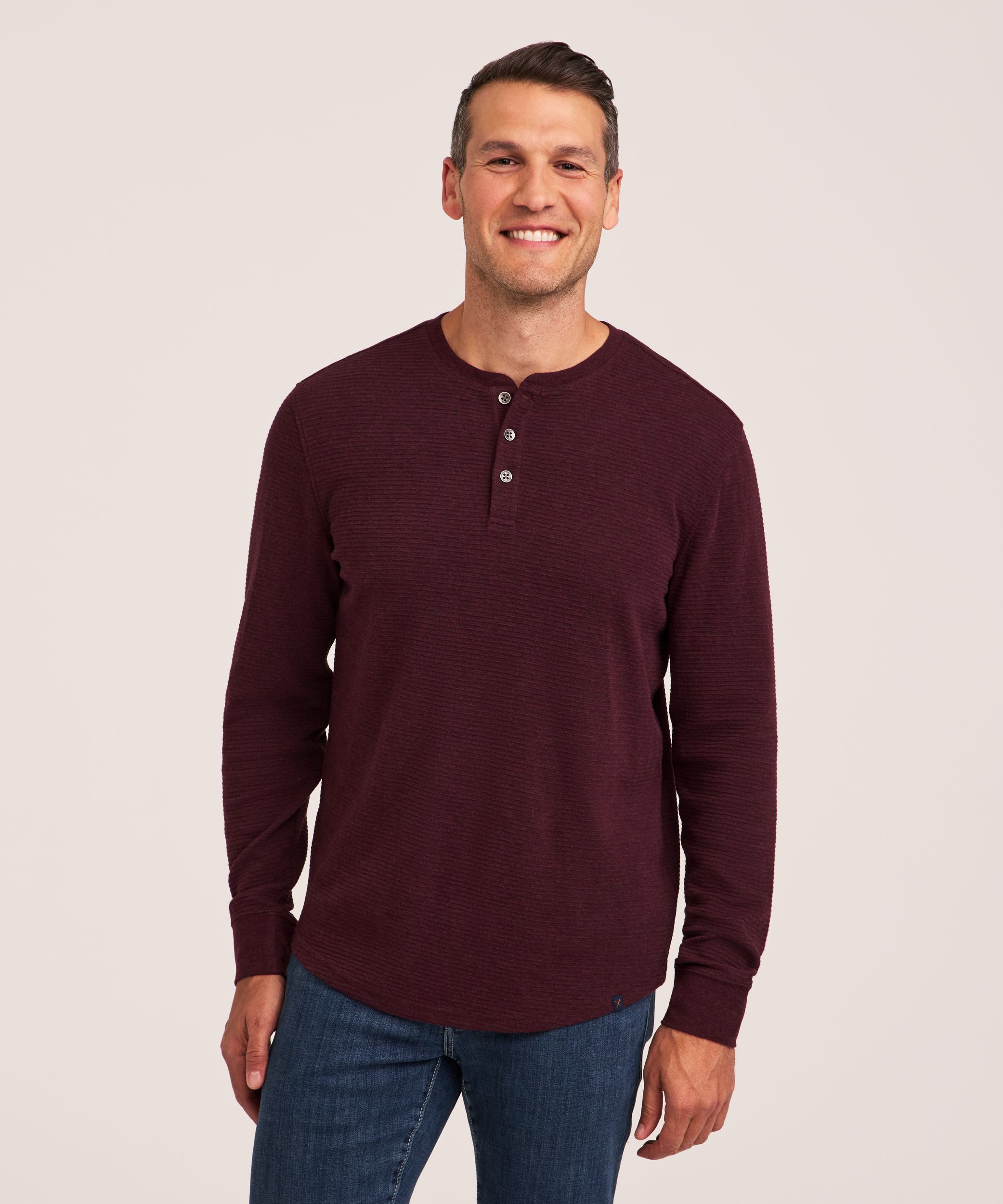 Chemise Henley ottoman pour hommes, Denver Hayes