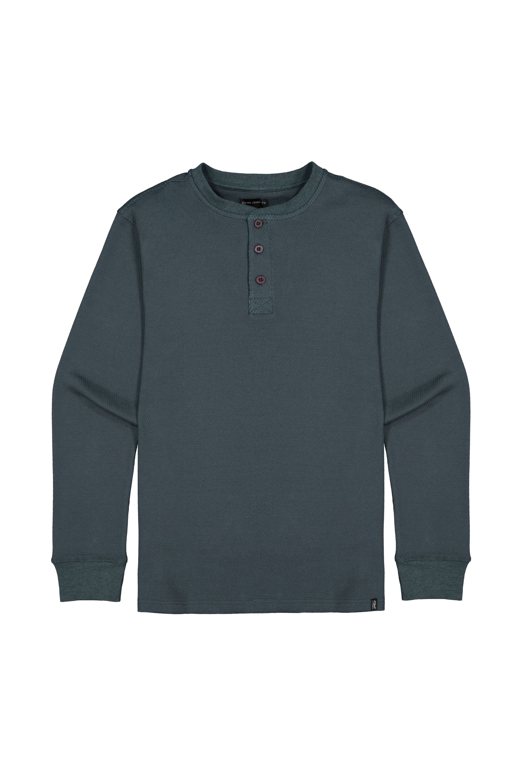 Silver Men's Double Knit Henley Shirt