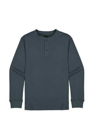 Silver Men's Double Knit Henley Shirt