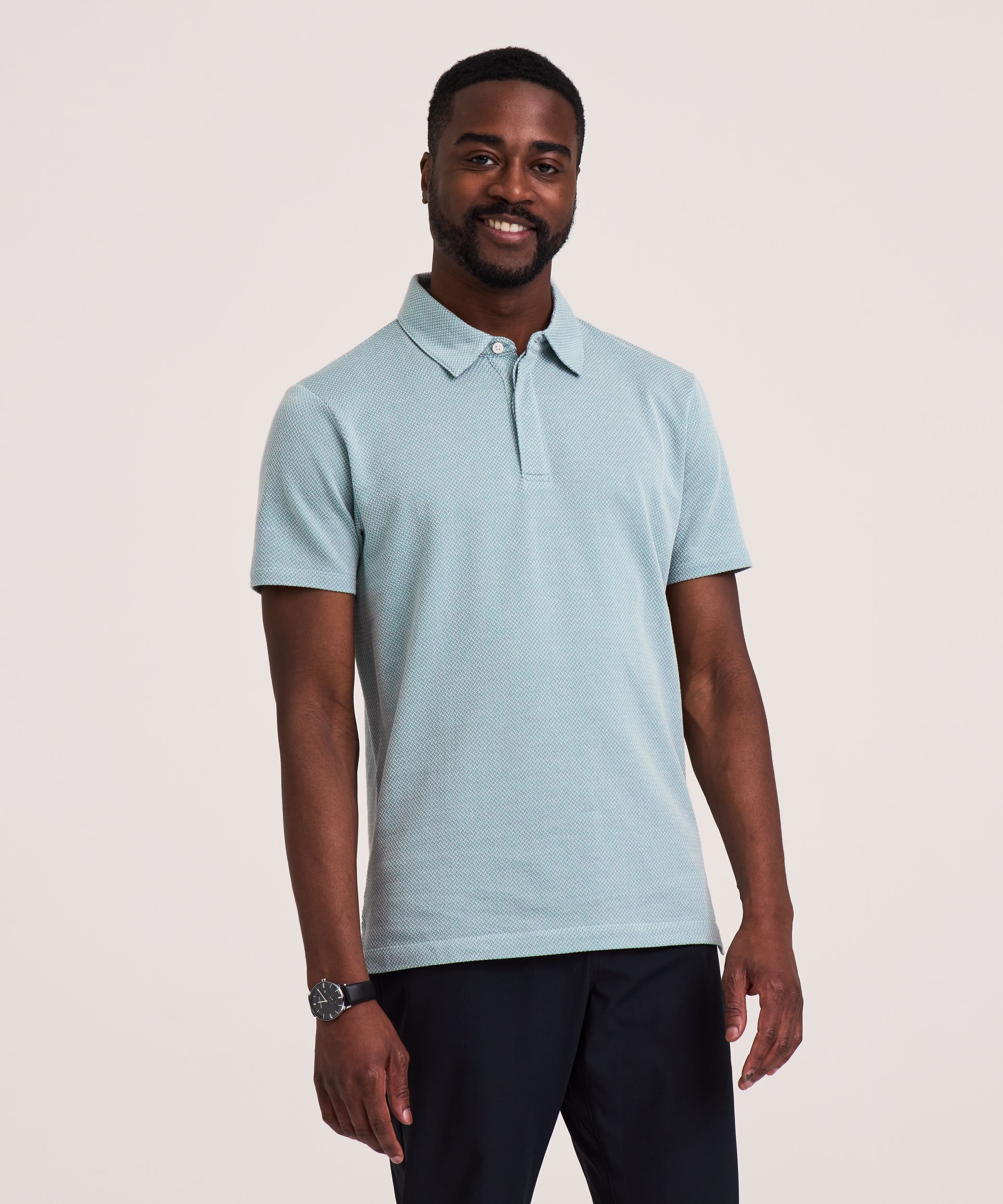 Polo jacquard à manches courtes, Denver Hayes