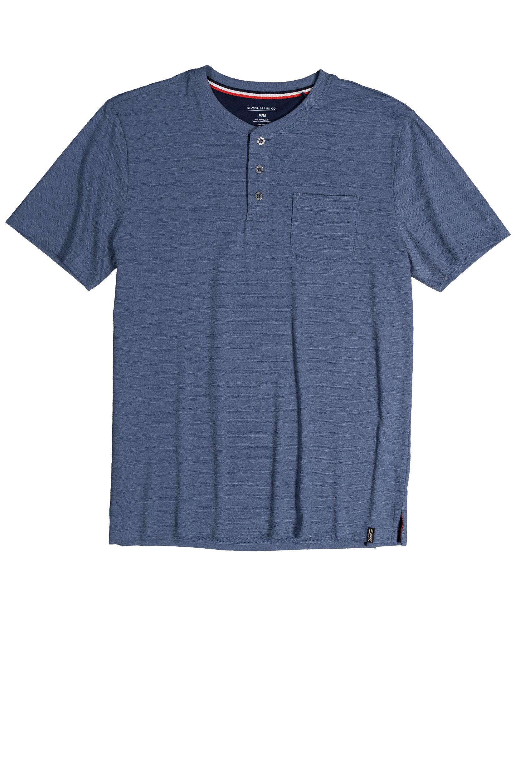 Silver Men's Short Sleeve Textured Henley