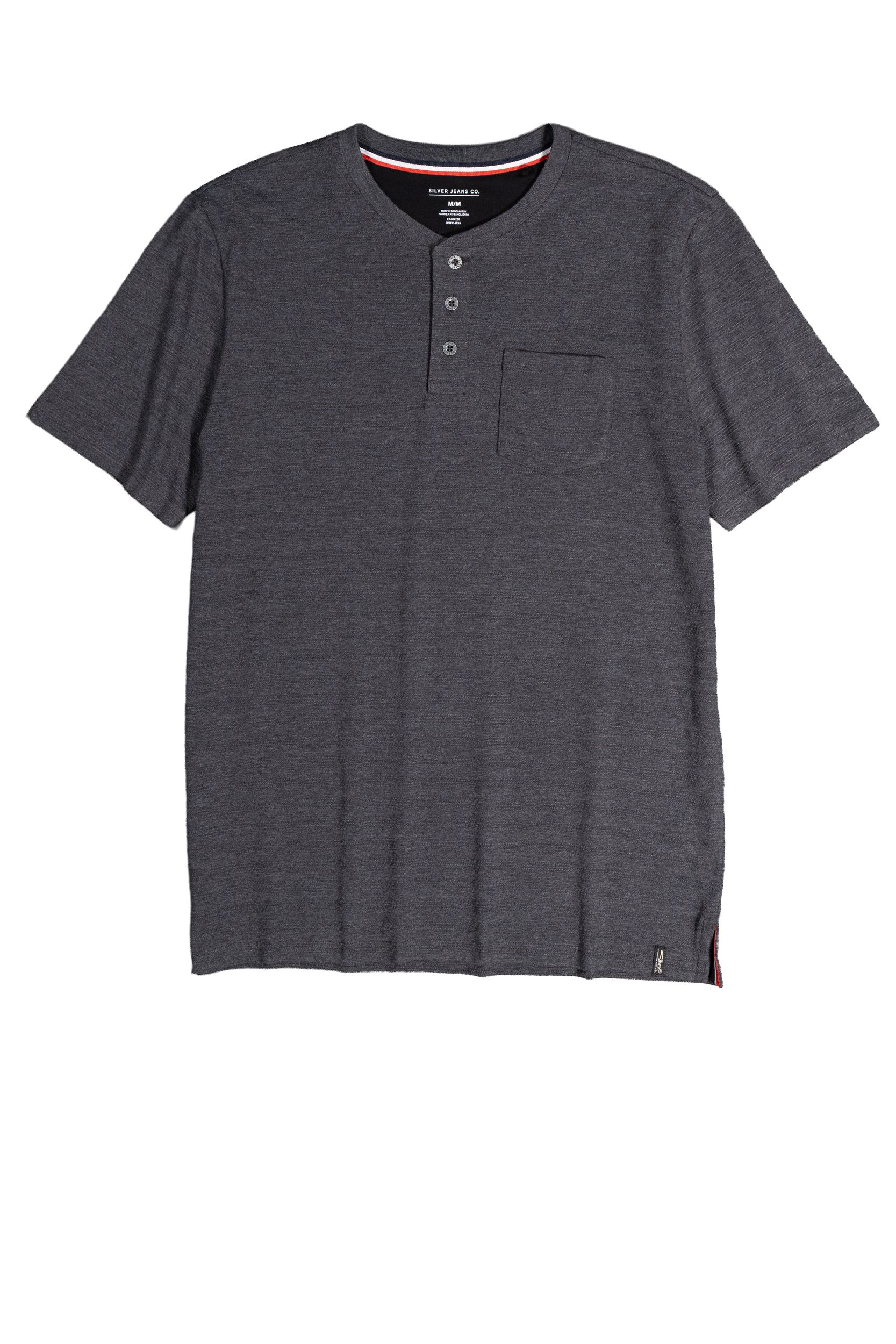 Haut Henley texturé à manches courtes pour hommes, Silver