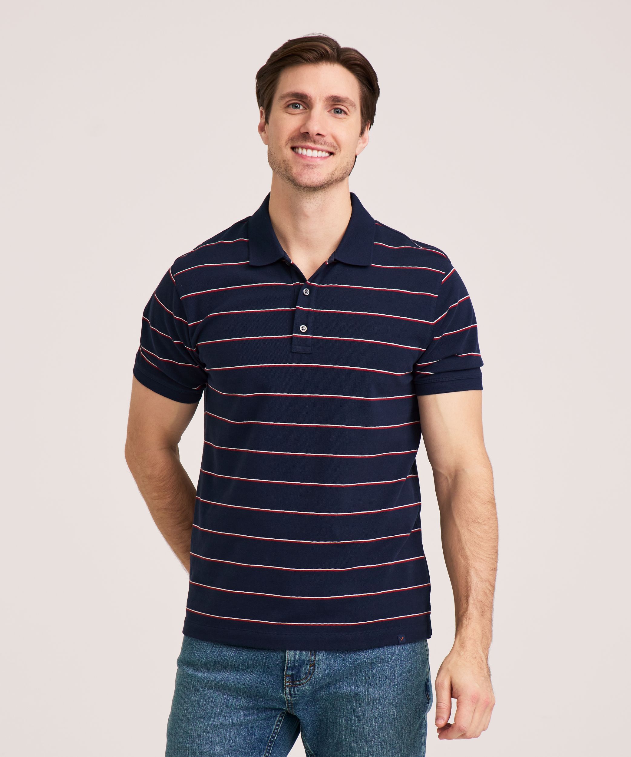 Denver Hayes Men's 50 Wash Stretch Pique Polo Shirt