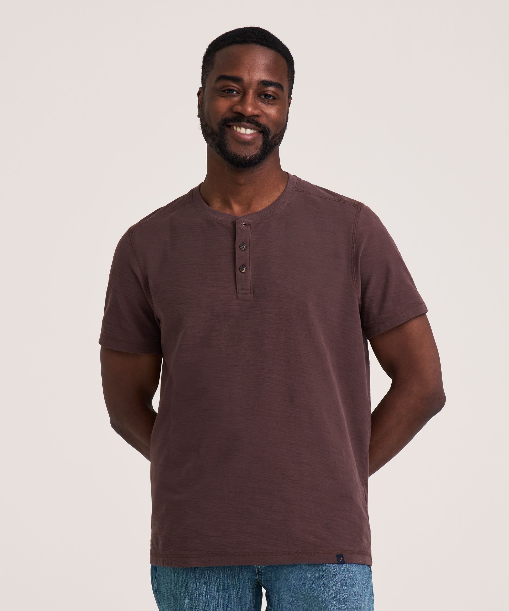 Denver Hayes Short Sleeve Garmet Wash Henley