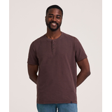 Haut henley à manches courtes avec fini lavé après confection, Denver Hayes Front_Flat