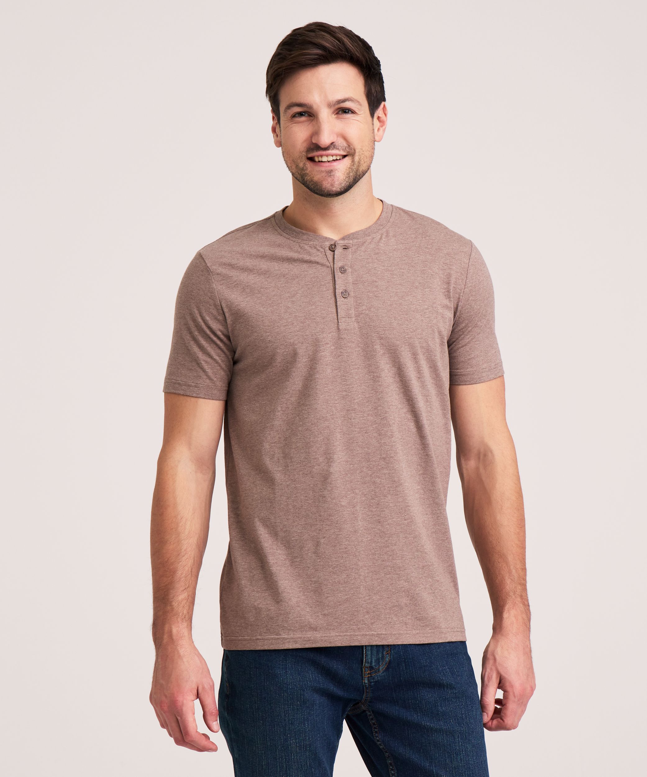 Denver Hayes Men's Stretch Short Sleeve Henley Shirt