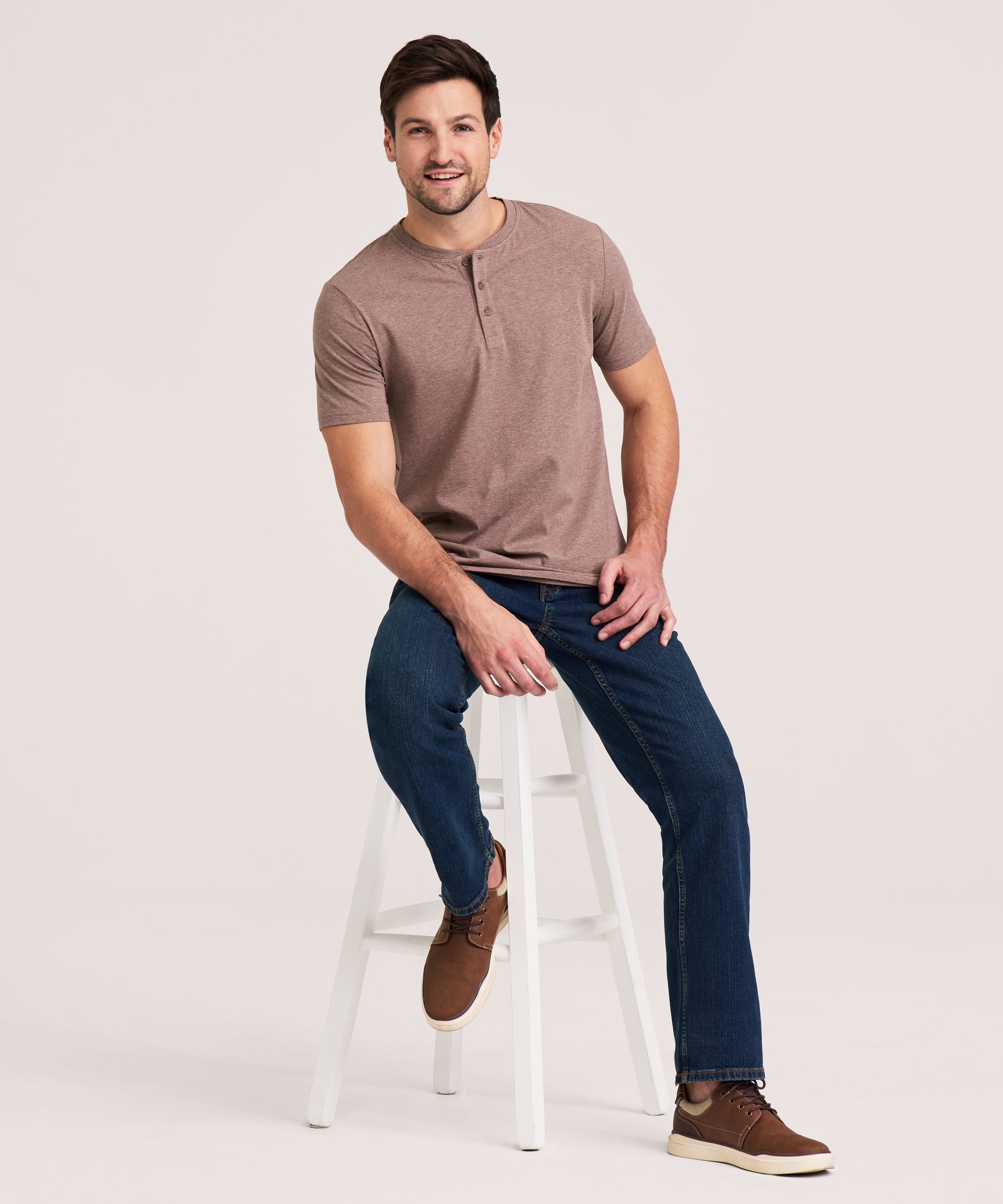 Denver Hayes Men's Stretch Short Sleeve Henley Shirt