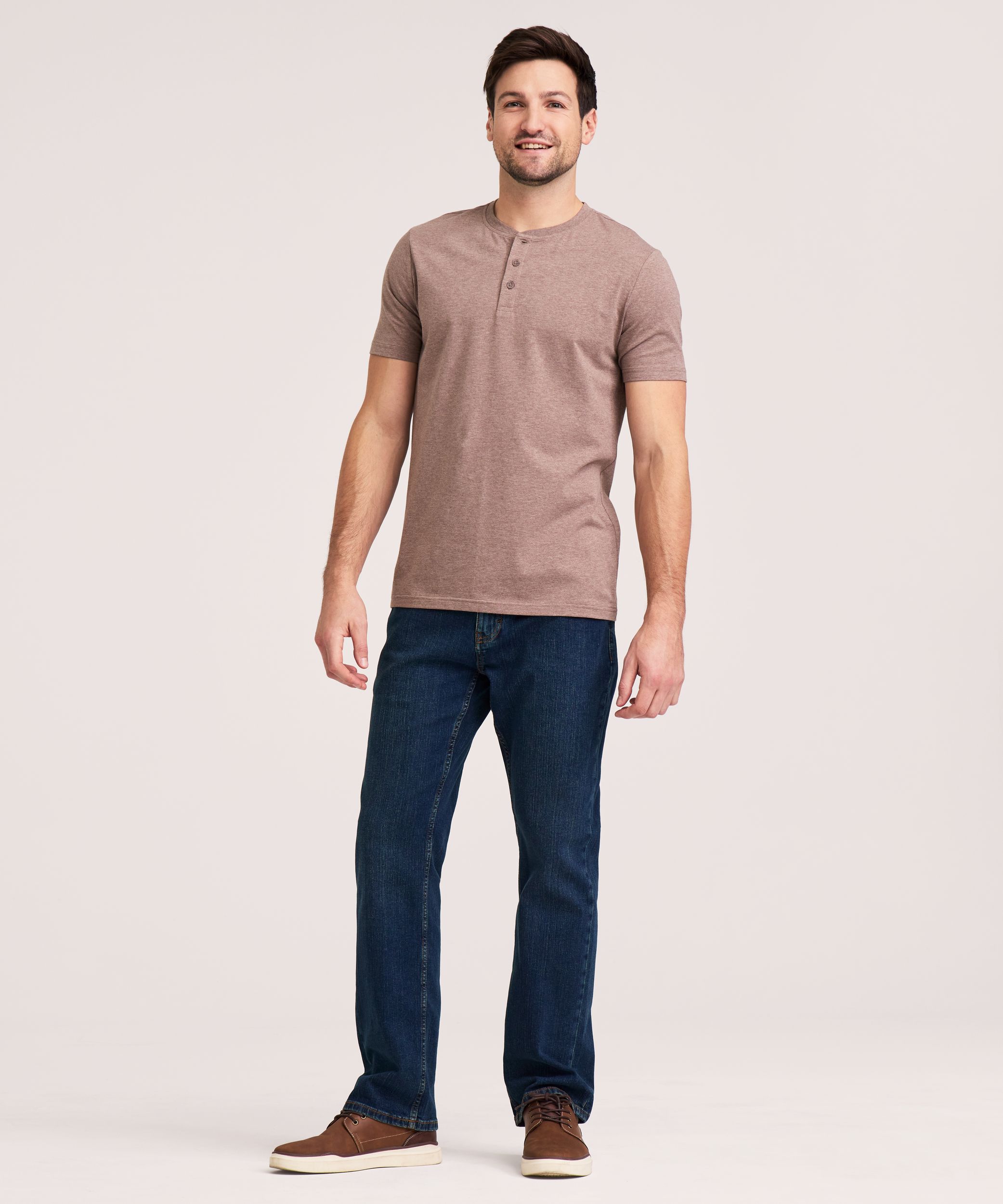 Denver Hayes Men's Stretch Short Sleeve Henley Shirt
