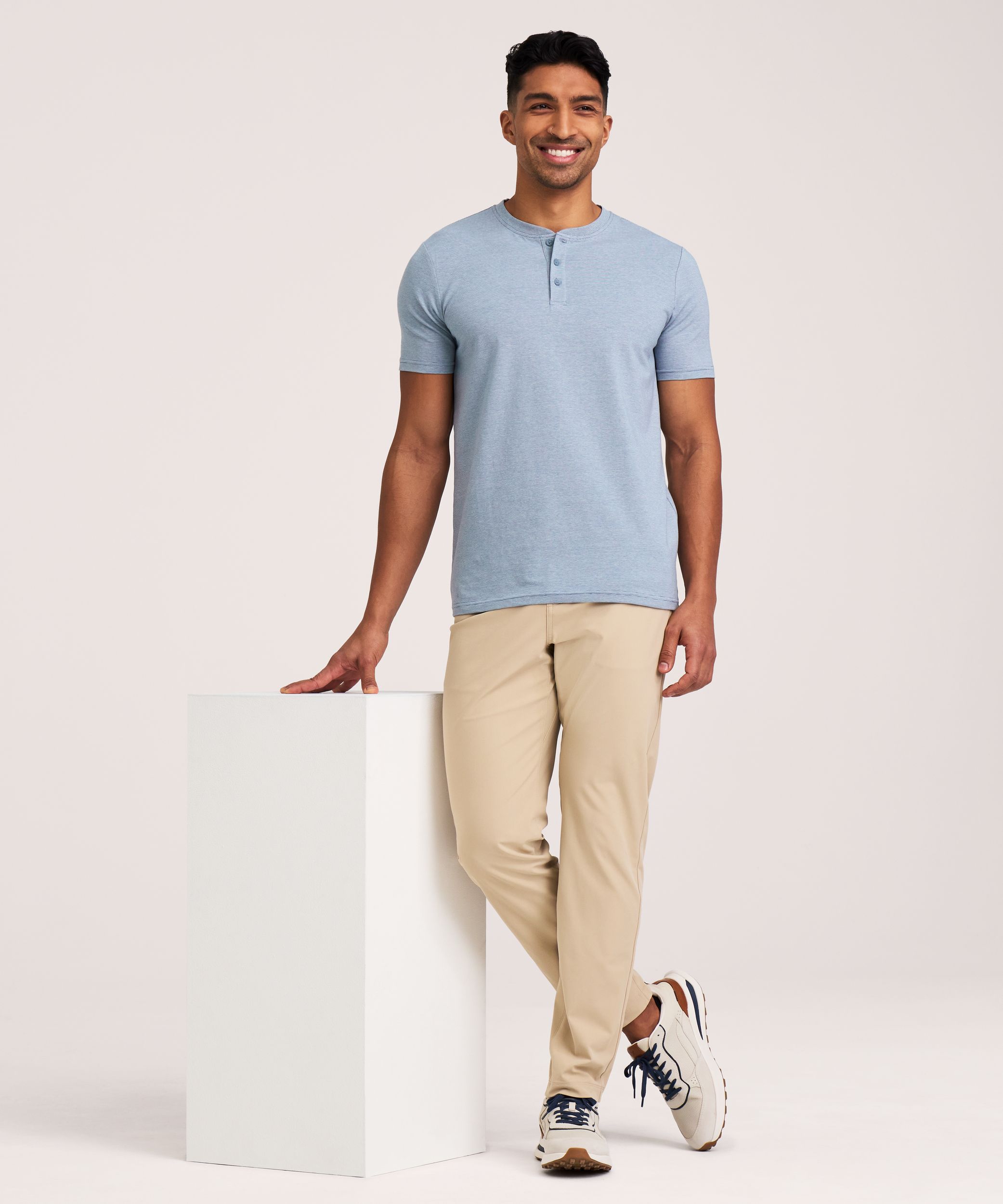 Denver Hayes Men's Stretch Short Sleeve Henley Shirt