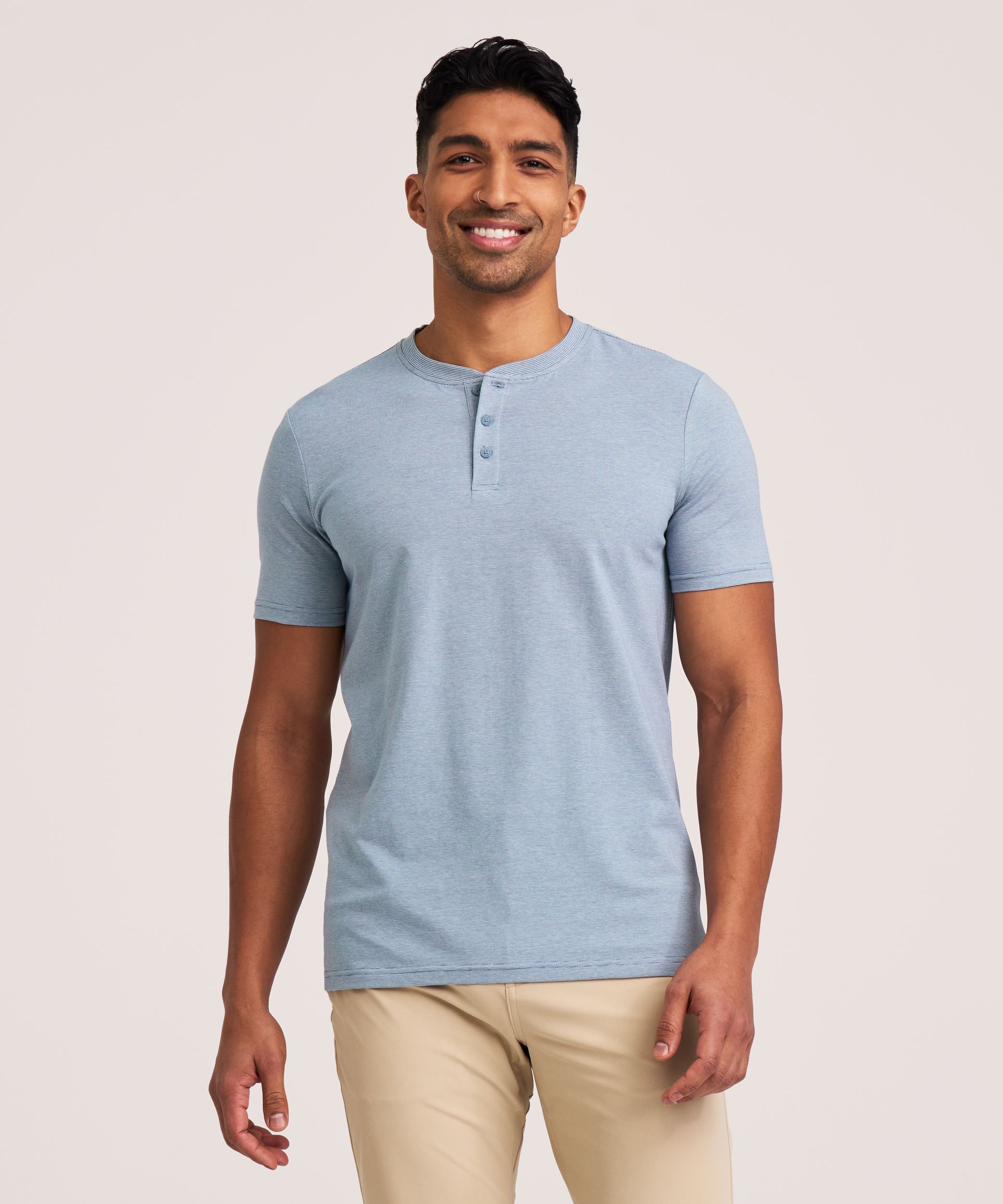 Denver Hayes Men's Stretch Short Sleeve Henley Shirt