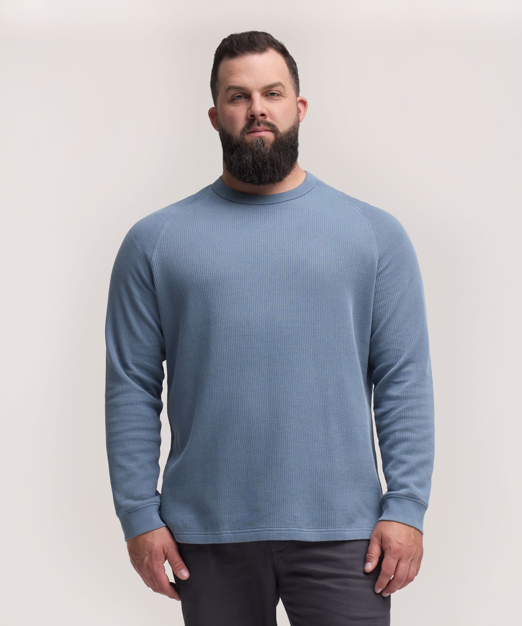 Haut côtelé à manches raglan longues et col ras du cou pour hommes, Denver Hayes