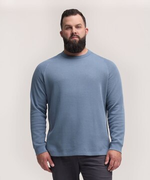 Haut côtelé à manches raglan longues et col ras du cou pour hommes, Denver Hayes