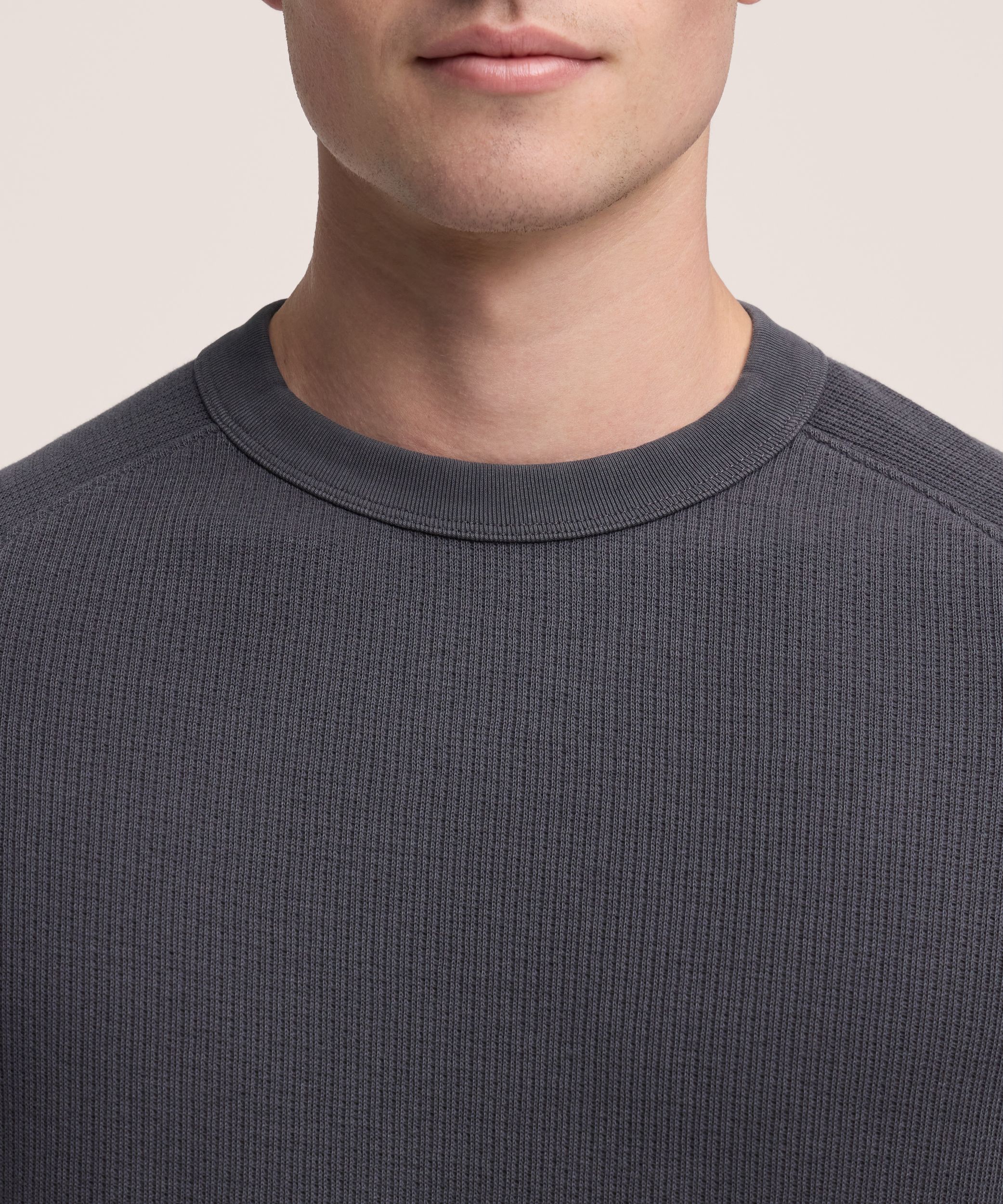 Denver Hayes Men's Long Sleeve Ribbed Raglan Crewneck Shirt