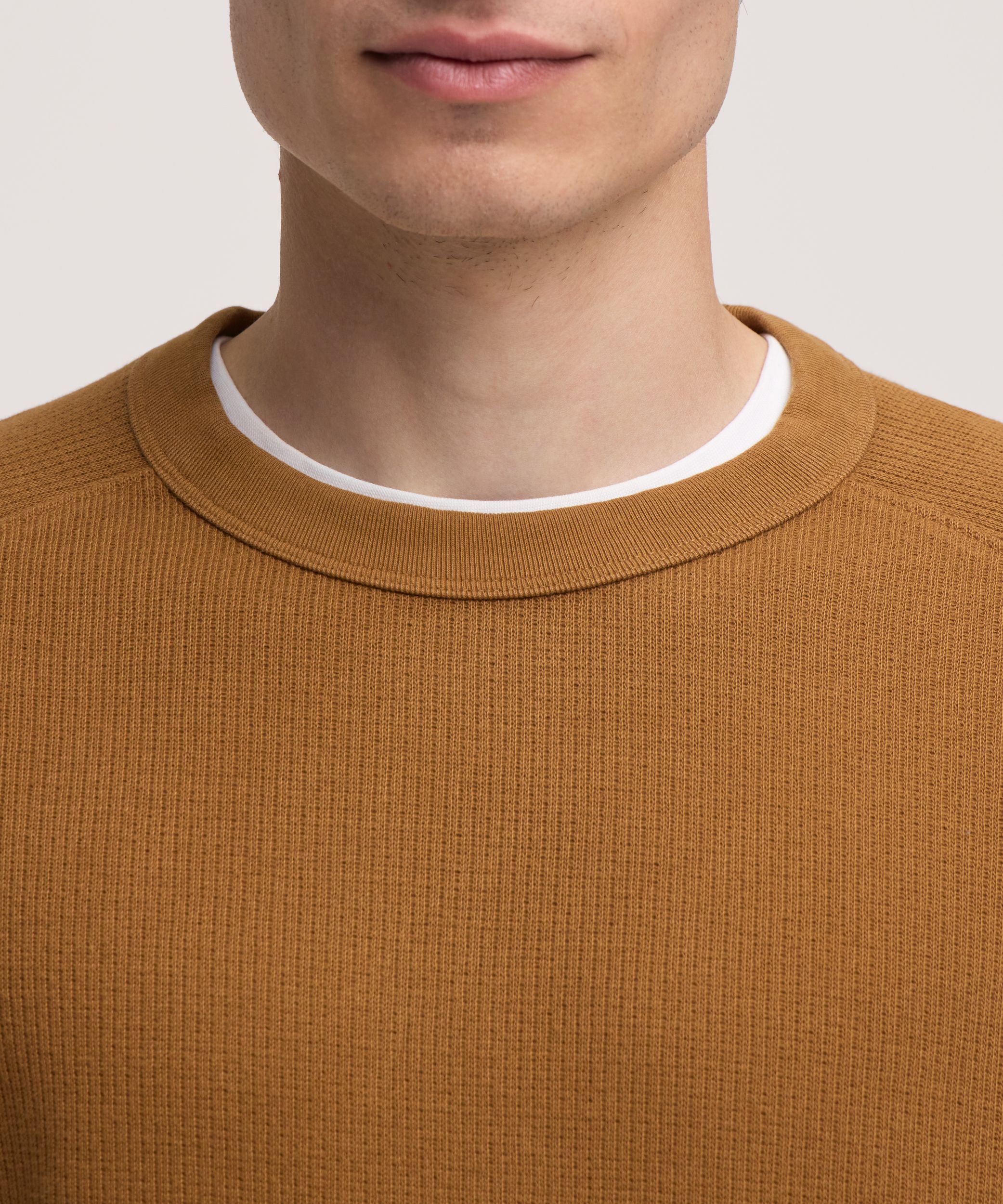 Denver Hayes Men's Long Sleeve Ribbed Raglan Crewneck Shirt